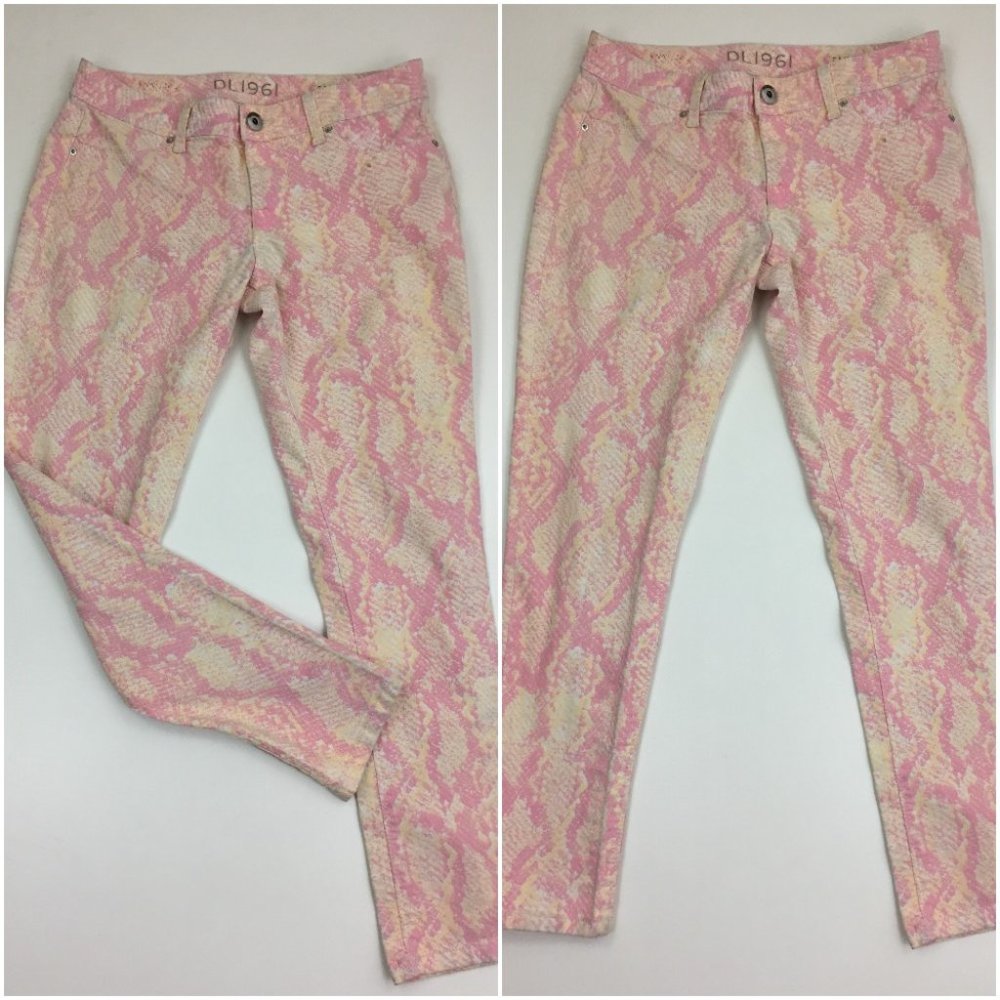 DL1961 Emma Legging Python BOA Pink Yellow White Animal Print Jeans